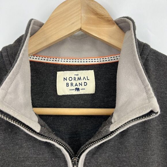 The Normal Brand Sweater Size Large Mens Gray 1/4 Zip Pullover Mock Neck Stretch - Picture 3 of 8